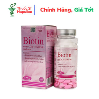  Biotin ROXTECH bổ sung Vitamin B5 giúp tóc chắc khỏe giảm gãy rụng tóc 60 viên  Biotin Chai Hồng 60v  