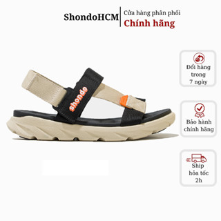 Giày Sandal nam nữ Shondo F6 Sport Be phối Đen F6S2510 