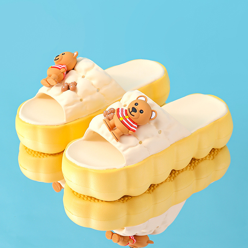 Dép bánh mì đế đám mây siêu nhẹ cho nữ hình gấu quai ngang dễ thương ms9016umei đế cao