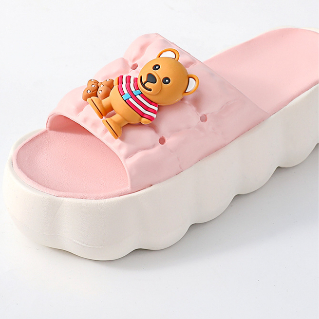 Dép bánh mì đế đám mây siêu nhẹ cho nữ hình gấu quai ngang dễ thương ms9016umei đế cao