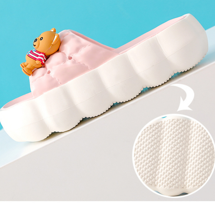 Dép bánh mì đế đám mây siêu nhẹ cho nữ hình gấu quai ngang dễ thương ms9016umei đế cao