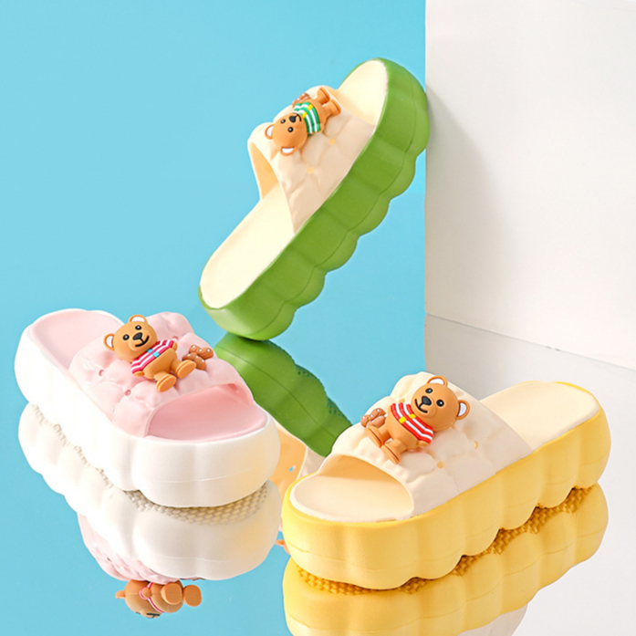 Dép bánh mì đế đám mây siêu nhẹ cho nữ hình gấu quai ngang dễ thương ms9016umei đế cao