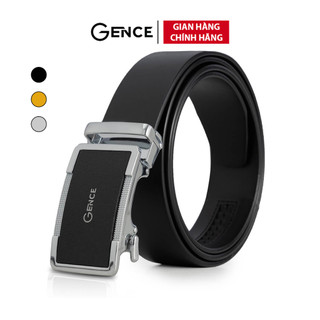 Thắt lưng nam gence lg06 da bò cao cấp đầu khóa kim loại màu đen vàng hoặc bạc