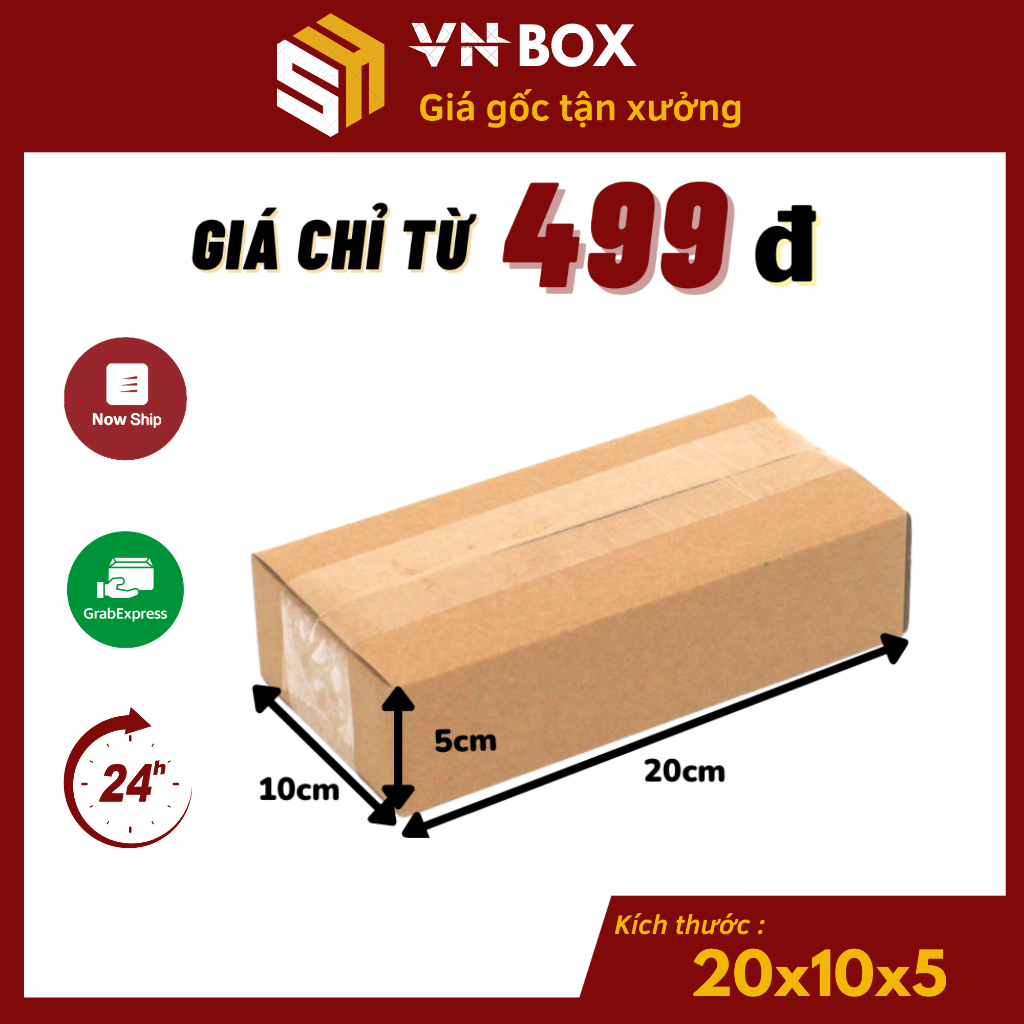 20x10x5 Combo 10 Hộp carton đóng hàng, hộp giấy ship cod gói hàng đựng phụ kiện, mỹ phẩm giá gốc tận xưởng - VN Box