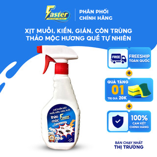 Xịt côn trùng faster diệt kiến, muỗi, gián, thảo mộc hương quế tự nhiên 500ml