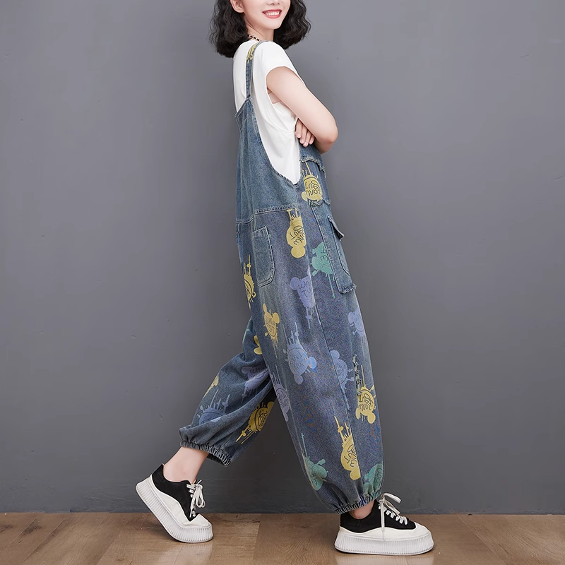 Quần yếm bigsize dáng suông chun gấu thời trang