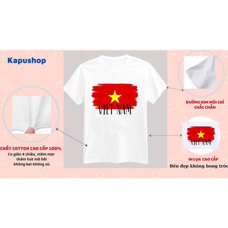 Áo cờ đỏ sao vàng Việt Nam chất cotton 100%,hàng loại 1 thấm hút mồ hôi đủ size từ 8-120kg