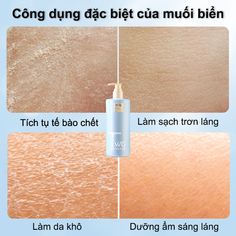 Sữa tắm trắng da Muối biển Sữa tắm tẩy tế bào 380ml tẩy da chết làm sạch sâu bụi bẩn dưới da làm sáng màu da