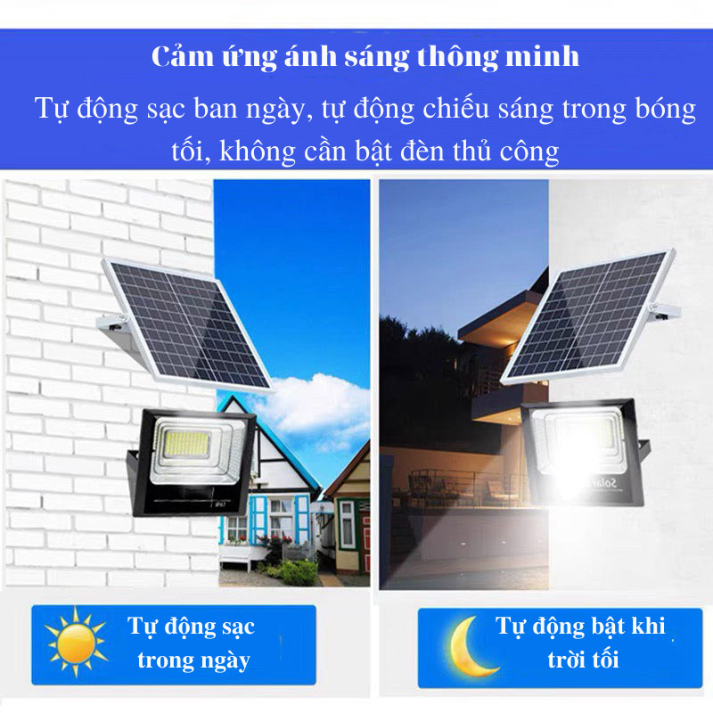 FLM Đèn Năng Lượng Mặt Trời Ngoài Sân IP67 Chống Thấm  100W 200W 300W 500W 800W Tặng 5M Cáp Nối Dài