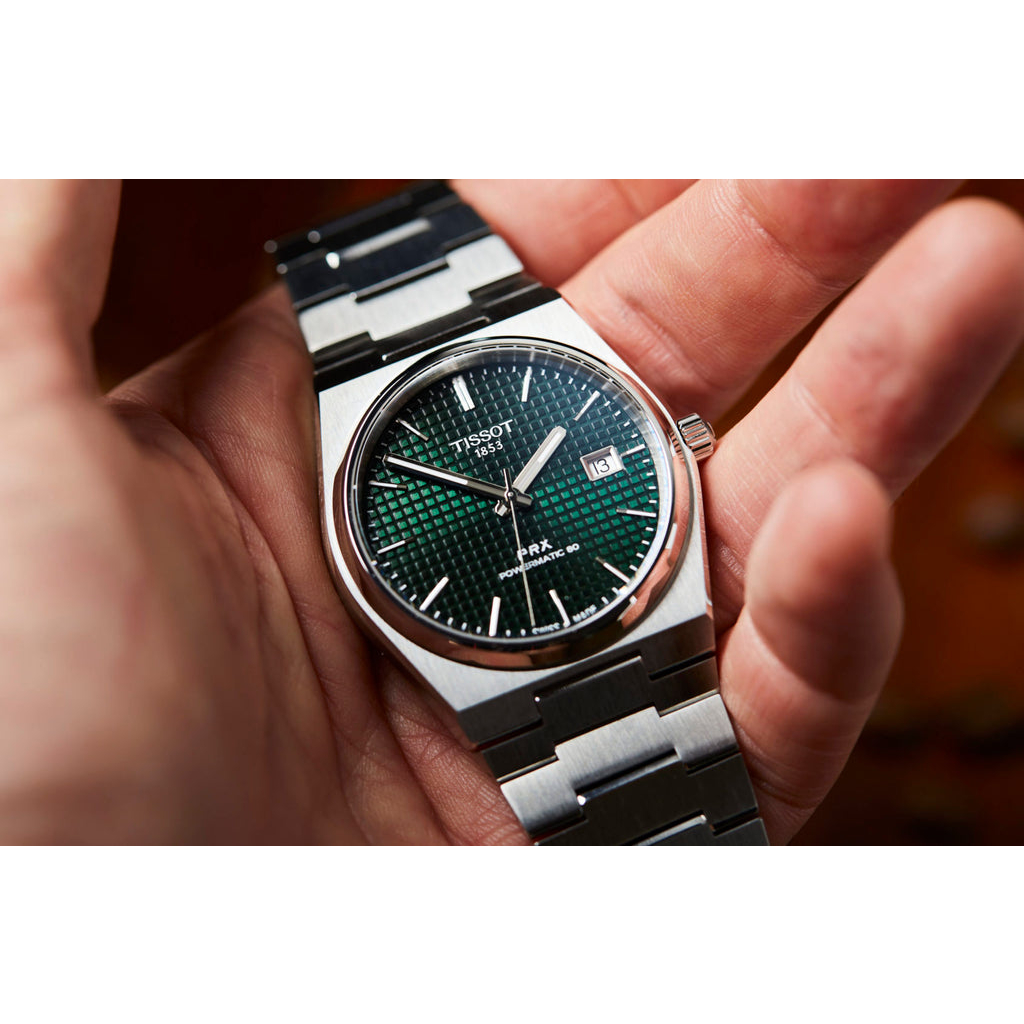 Đồng hồ chính hãng nam Tissot Prx Green - T137.407.11.091.00- Máy cơ tự động Thụy Sĩ - Kính Sapphire