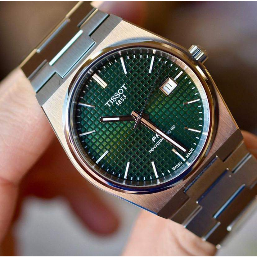 Đồng hồ chính hãng nam Tissot Prx Green - T137.407.11.091.00- Máy cơ tự động Thụy Sĩ - Kính Sapphire