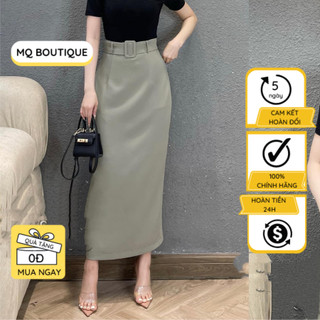 Chân bút chỉ xẻ sau bản eo to kèm đai dáng dài nhiều màu 1 lớp công sở cao cấp sang trọng thiết kế MQ Boutique