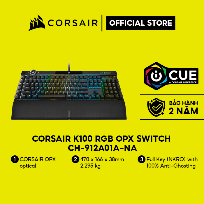 Bàn phím cơ Corsair K100 RGB OPX Switch (CH-912A01A-NA)