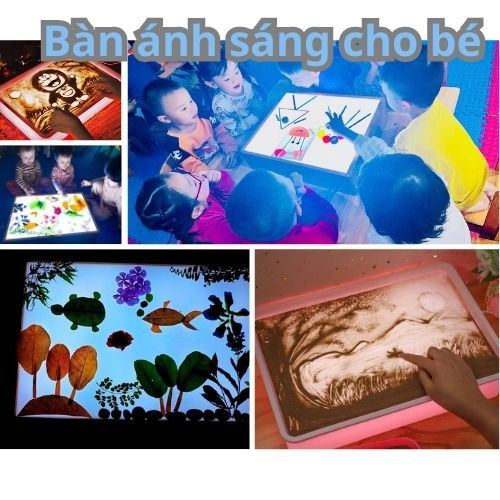 Bàn ánh sáng cho bé học màu sắc khám phá khoa học đồ chơi montessori đồ chơi giáo dục sớm reggio đồ chơi trí tuệ cho bé
