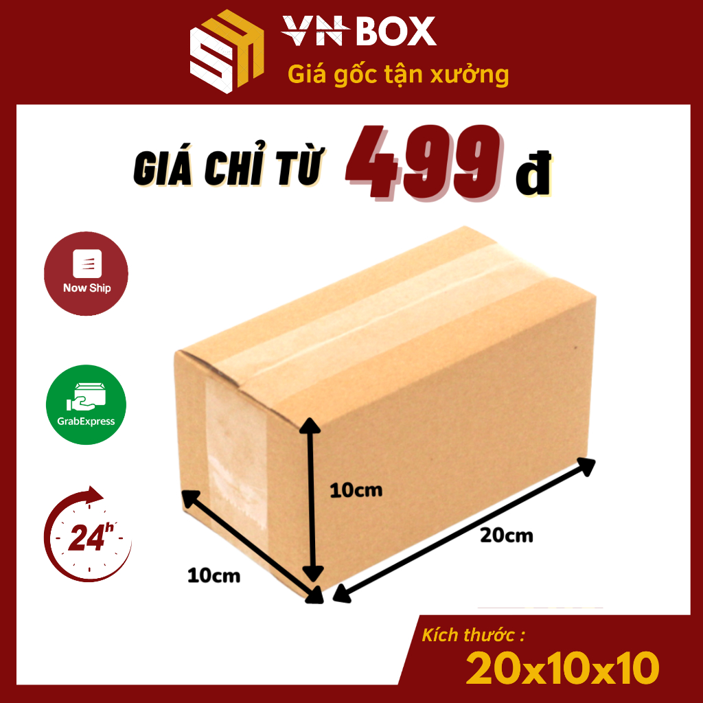 20x10x10 Combo 10 Hộp carton đóng hàng, hộp giấy gói hàng giá rẻ - VN Box