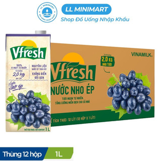 Nước ép nho vfresh không đường thùng 12 hộp 1l