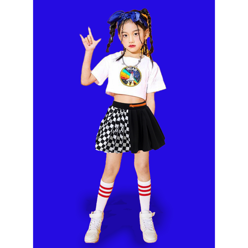 Set Chân Váy Caro Nhảy Hiện Đại của Bé Gái nhà THDANCE