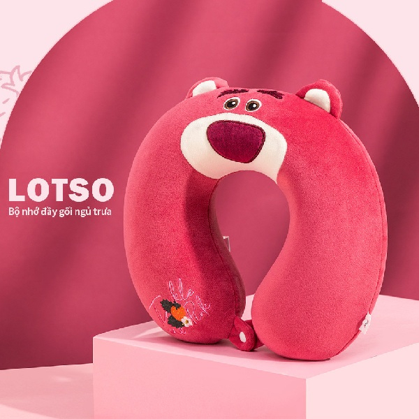 MVP3226 Gối Kê Cổ Chữ U Cao Su Non Gấu Dâu Lotso Disney Ruột Siêu Mềm Mại Dành Cho Dân Văn Phòng Lái Xe Và Du Lịch