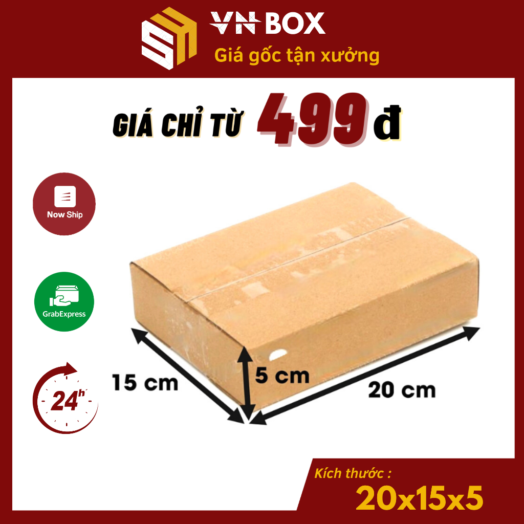 20x15x5 Combo 10 Hộp carton đóng hàng, hộp giấy gói hàng tiện lợi giá gốc tận xưởng - VN Box