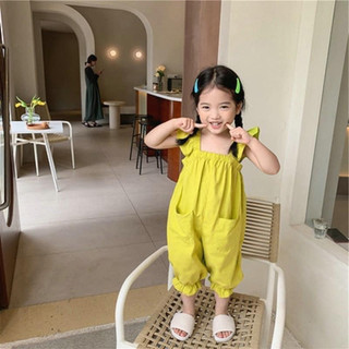 Jum bé gái, Jum 2 dây cánh tiên bo chân có túi 2 bên chất đũi lụa cho bé gái J001