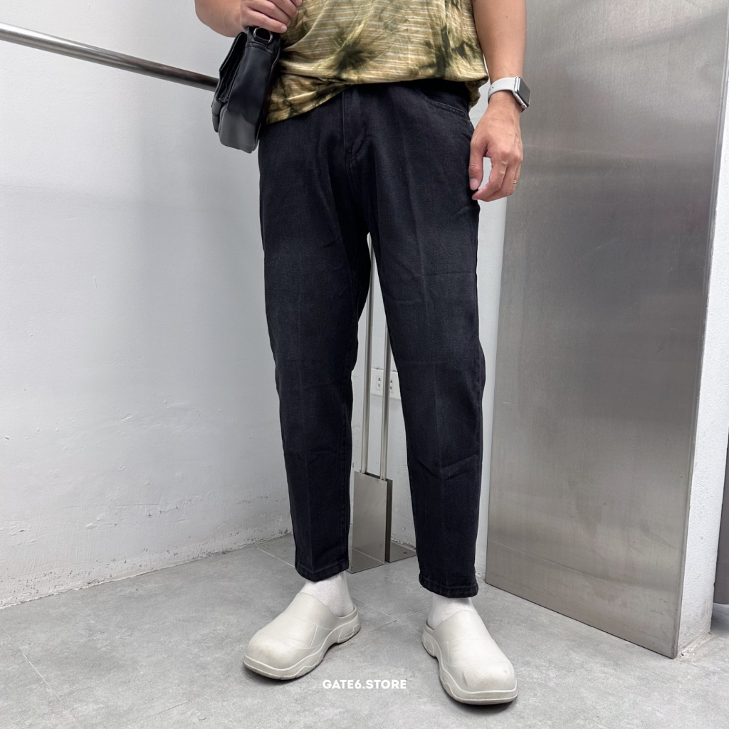 Quần Jean Nam ống đứng DF, quần bò dáng cộc ngang mắt cá cropped màu trơn Hàn Quốc K01 - GATE6 - 4873