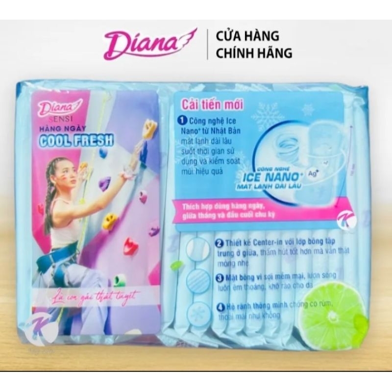 🏰HCM 🏰 Lốc 6 gói băng vệ sinh Diana hàng ngày cool fresh 20+2 miếng /1 gói
