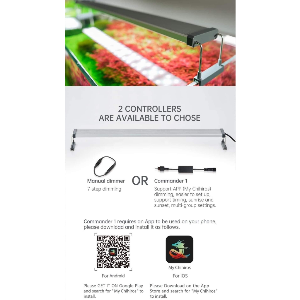 ĐènLed Chihiros B Series | Chỉnh APP | Điểm LED RGB | Bảo hành 6 tháng, phân khúc đèn giá rẻ cho hồ cá, thủy sinh