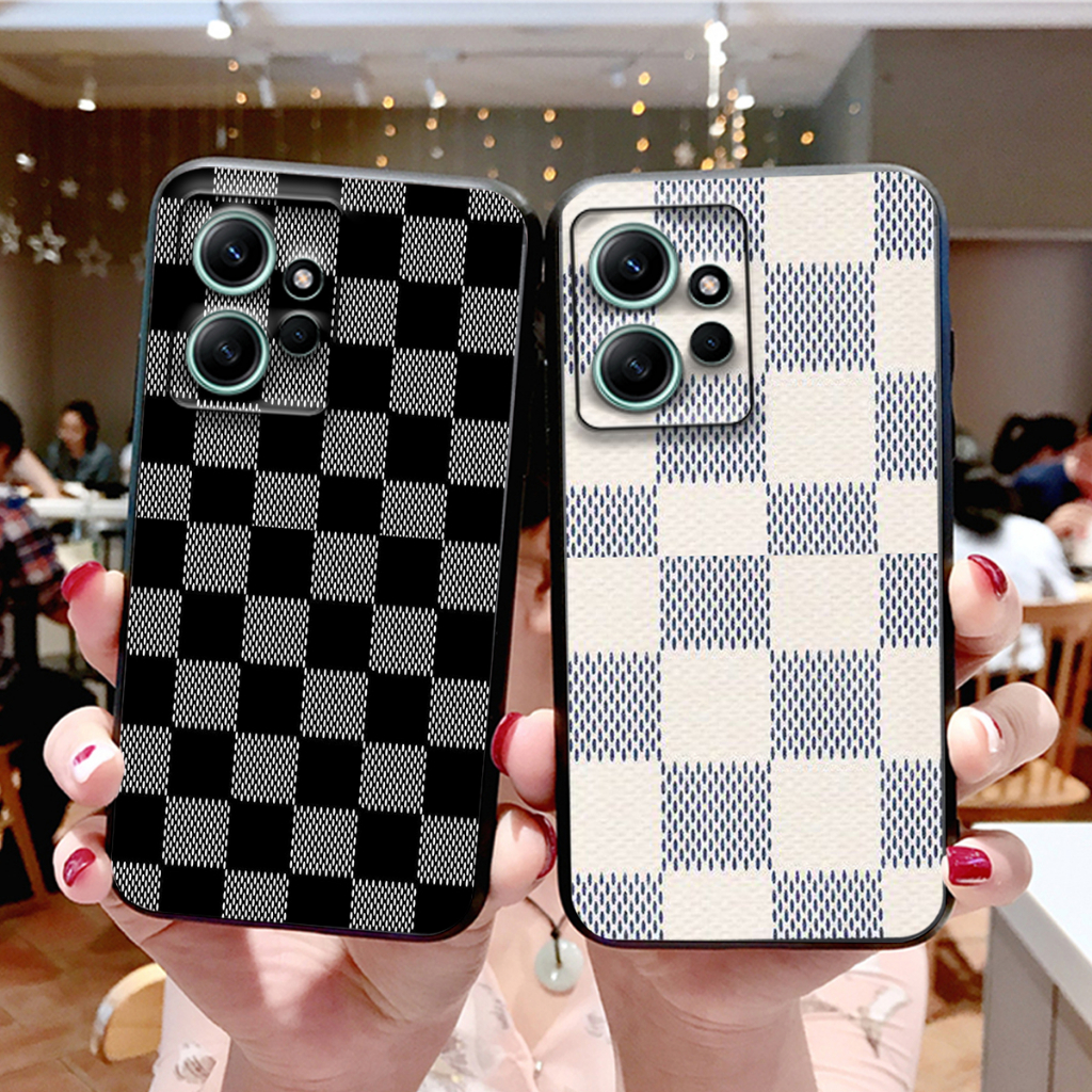 Ốp lưng Xiaomi Redmi Note 12 4G / 5G / Redmi Note 12 Pro 5G caro đen trắng họa tiết bàn cờ thương hiệu đẹp cute