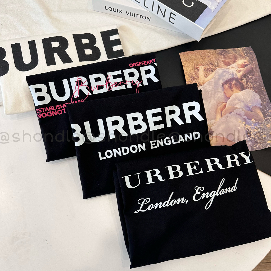 Áo Thun Burberry BBR Nam Nữ Tay Lỡ Form Rộng Cotton Cao Cấp 250gsm - Mẫu 05
