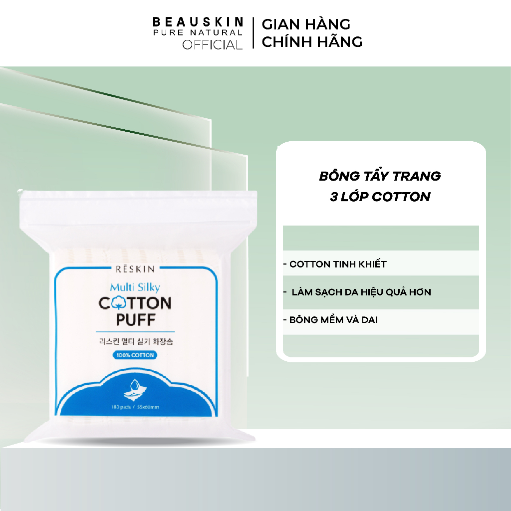 Bông Tẩy Trang 3 lớp 100% Cotton 180 miếng Reskin