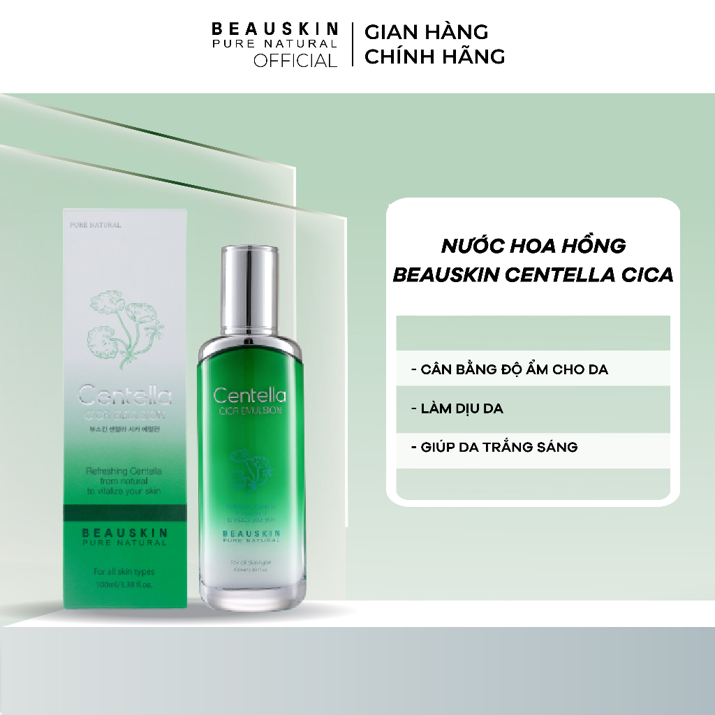 Nước Hoa Hồng BEAUSKIN Centella Cica Chiết Xuất Rau Má Cung Cấp Dưỡng Ẩm, Trắng Da Dung Tích 120ml