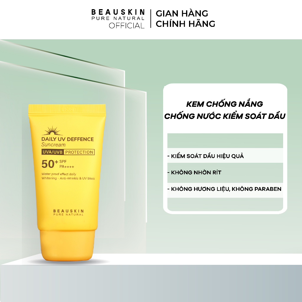 Kem Chống Nắng BEAUSKIN Daily Deffence Sun Cream 50ml SPF 50+ PA++++, Nâng Tone, Kiềm Dầu Hiệu Quả - BSSC0200210