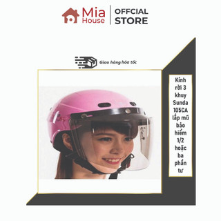 Kính rời 3 khuy Sunda 105CA lắp mũ bảo hiểm 1/2 hoặc ba phần tư - Kính che 3/4 mặt, hàng chính hãng Sunda