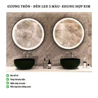 Gương nhà tắm, Gương treo tường viền nhôm cao cấp có đèn led kích thước tự chọn giá tại xưởng độ bền cao kèm phụ kiện