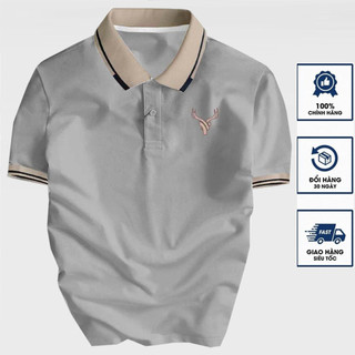 Áo thun Polo nam thêu Logo Sừng DEER phối màu cực chuẩn  vải cotton co giãn 4 chiều