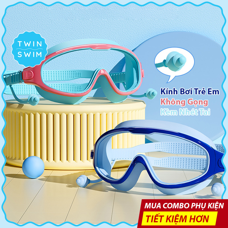 Kính Bơi View Trẻ Em Không Gọng Twin Swim Cao Cấp, Kính Bơi Khung Lớn Bảo Vệ Mắt Khi Bơi, Dùng Cho Trẻ Em Từ 3~14 Tuổi