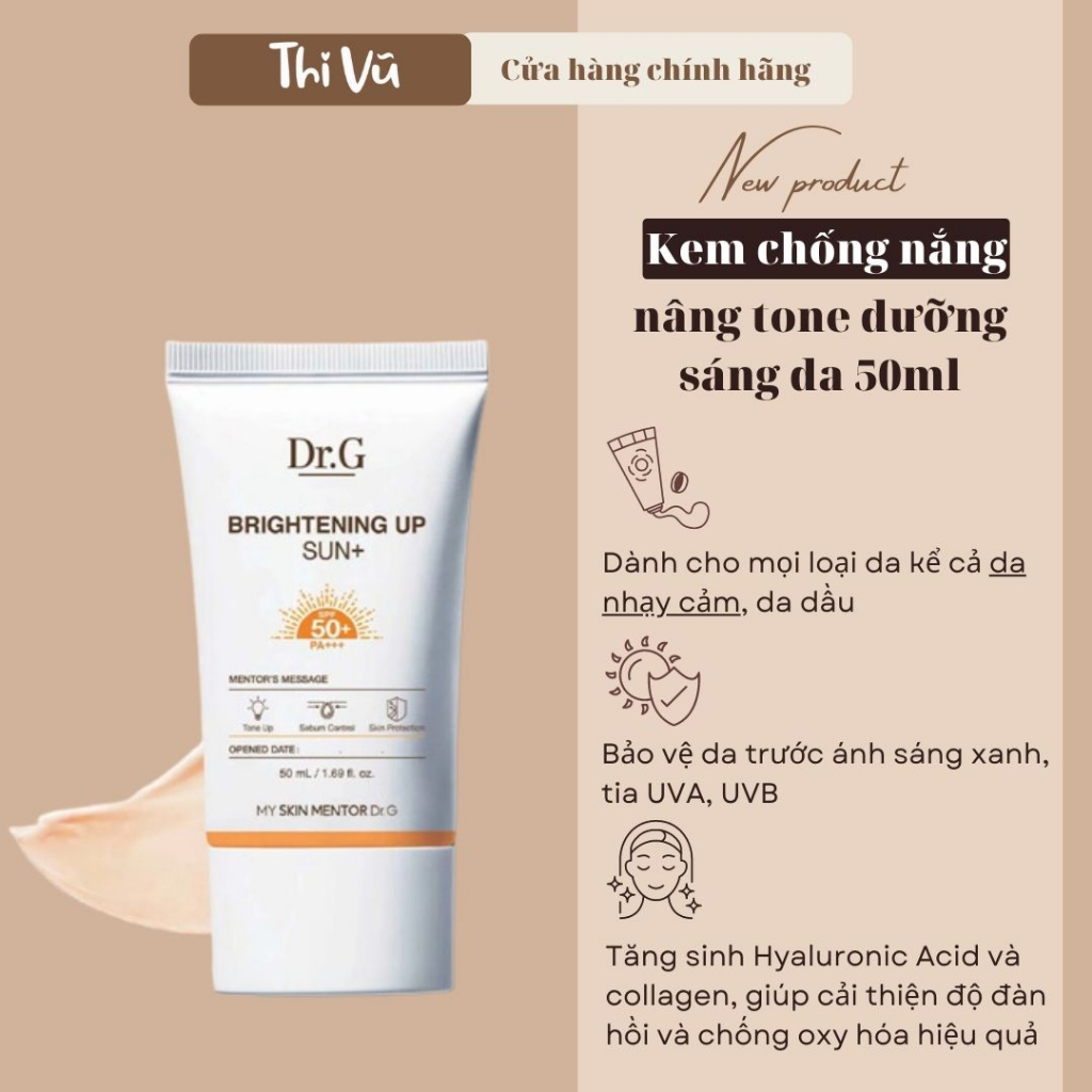 Kem Chống Nắng Dưỡng Sáng Da Dr.G Brightening Up Sun+ SPF50+ PA+++ 50ml - Thi Vũ