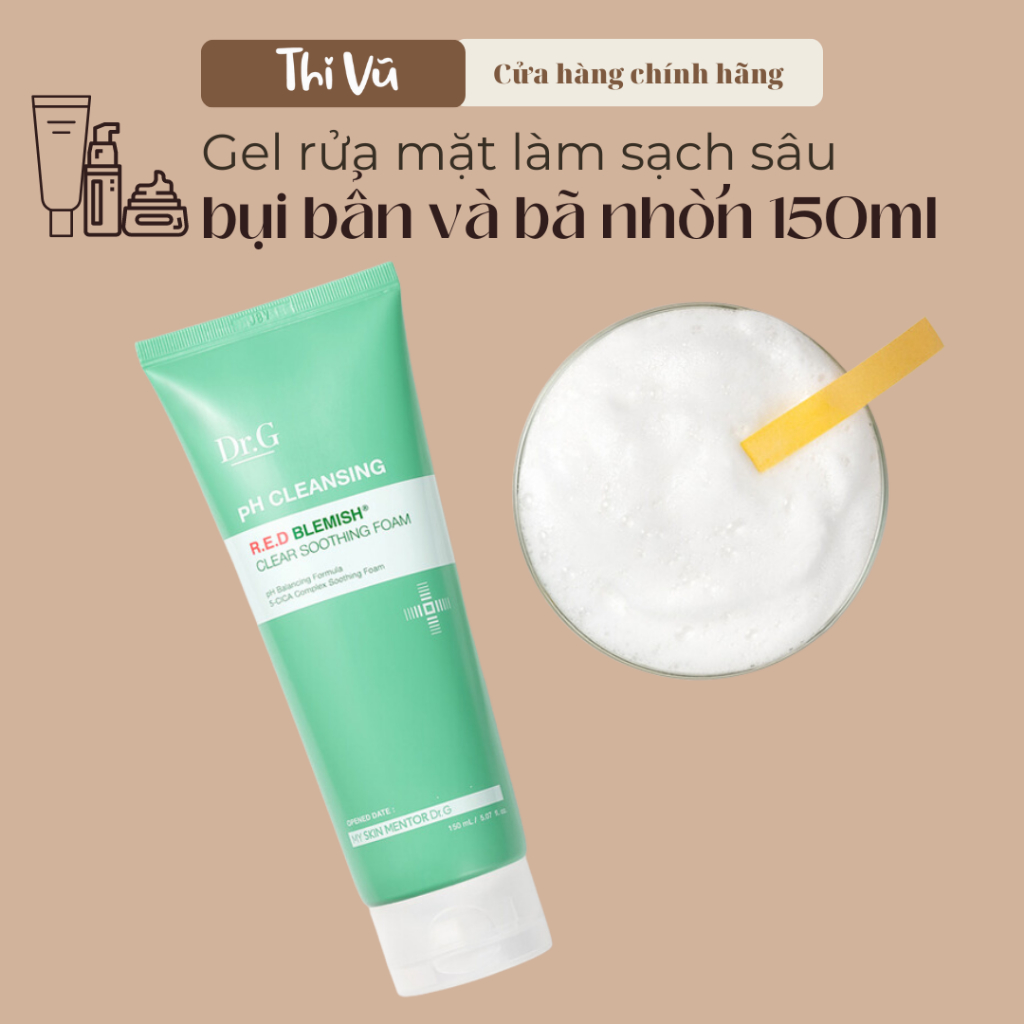 Sữa Rửa Mặt Cho Da Dầu Mụn Dr.G pH Cleansing R.E.D Blemish Clear Soothing Foam 150ml - Thi Vũ