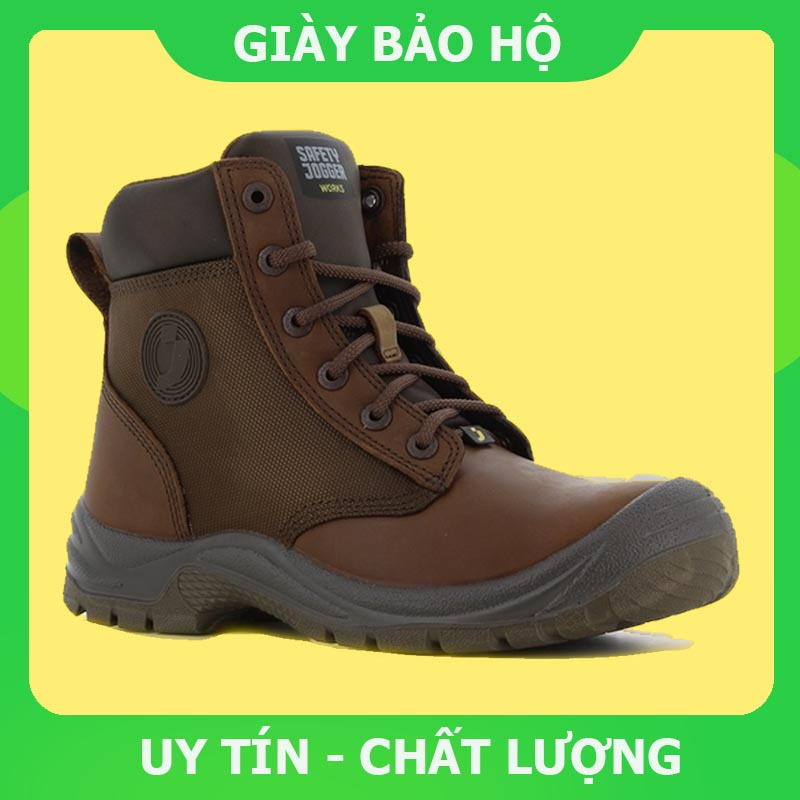 [Hàng Chính Hãng] Giày Bảo Hộ Safety Jogger Rush S3 Nâu Da Chất Lượng Cao, Đế PU Chống Đâm Xuyên, Chống Va Đập Mạnh