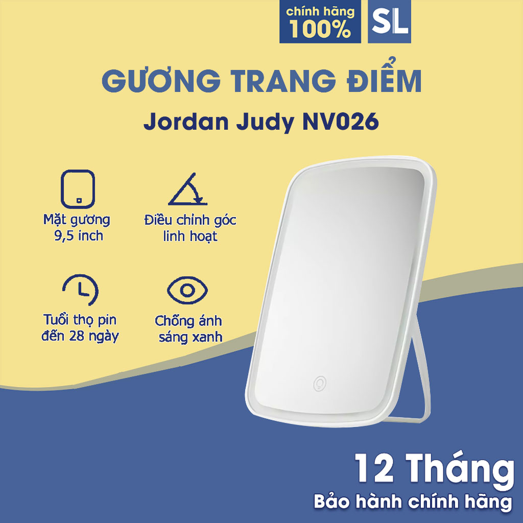 Gương Gập Để Bàn Trang Điểm Đèn LED Jordan Judy NV026 1 Màu Ánh Sáng / NV505 3 Màu Ánh Sáng