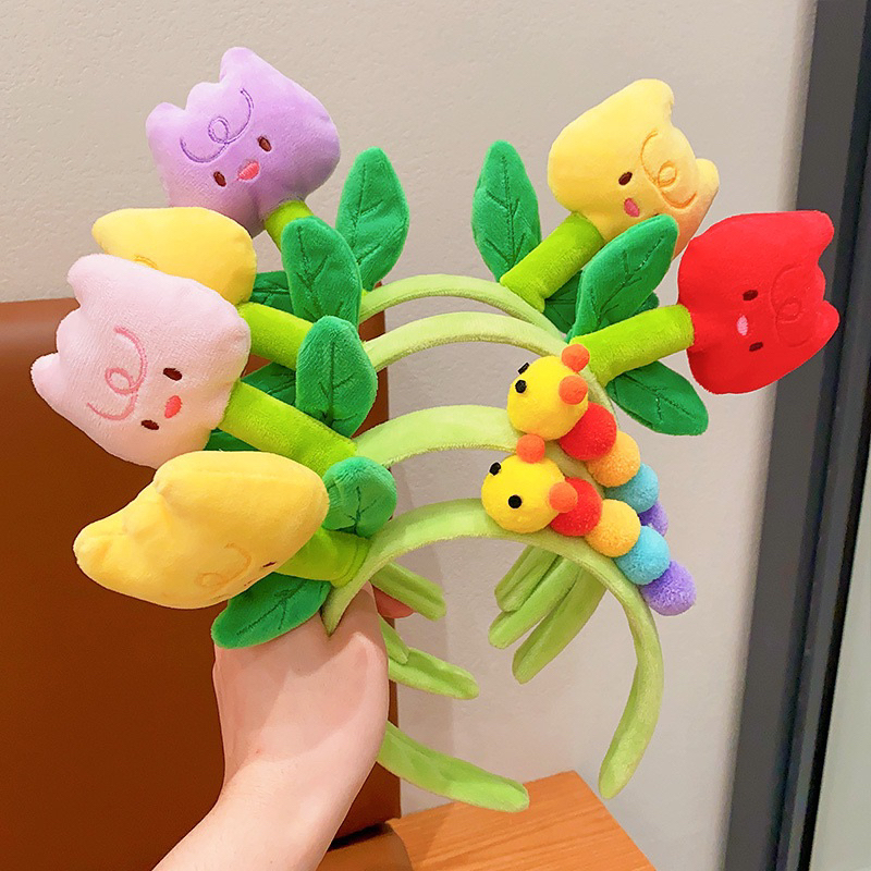 CC08 Cài tóc nữ băng đô bờm tóc hoa sâu icons 🐛 nhiều màu dễ thương