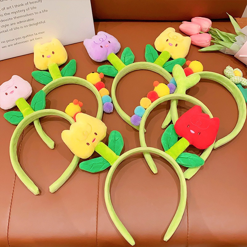 CC08 Cài tóc nữ băng đô bờm tóc hoa sâu icons 🐛 nhiều màu dễ thương