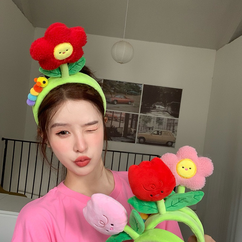 CC08 Cài tóc nữ băng đô bờm tóc hoa sâu icons 🐛 nhiều màu dễ thương