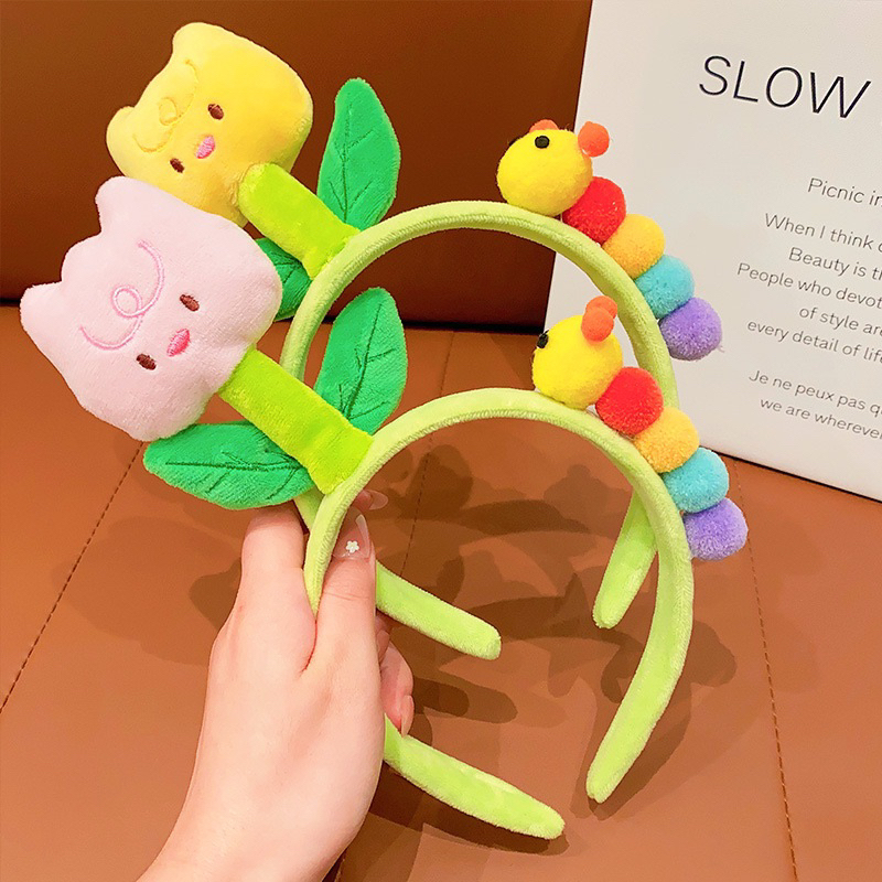 CC08 Cài tóc nữ băng đô bờm tóc hoa sâu icons 🐛 nhiều màu dễ thương