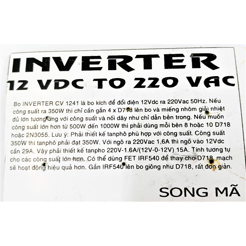 Bo mạch INVERTER 12v ra 220v CV121 song mã