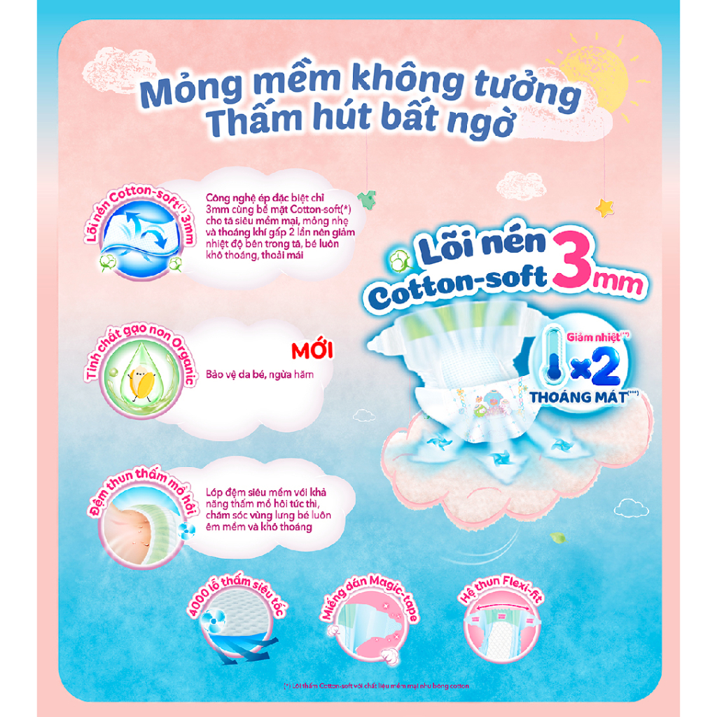 Tã dán sơ sinh Bobby S29/S54/S56 cho bé từ 4-8kg lõi nén cotton-soft 3mm