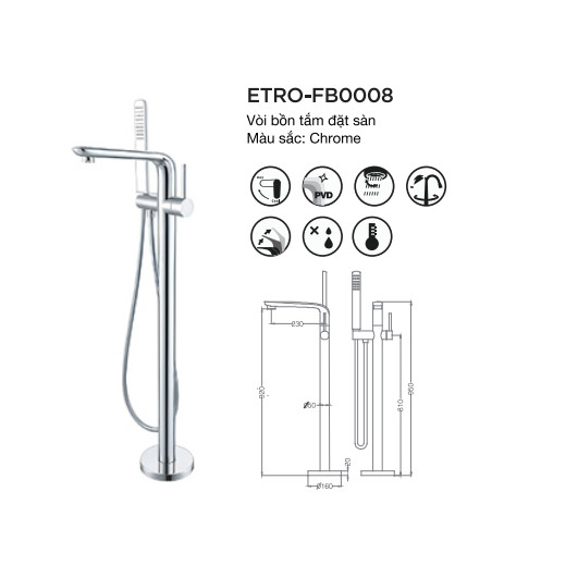 Vòi bồn tắm đặt sàn ETRO-FB0008