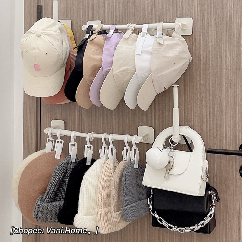 Set thanh treo đồ đa năng kèm 10 móc kẹp decor treo tường, treo tủ các loại tất vớ, nón, đồ lót, đồ em bé gọn gàng