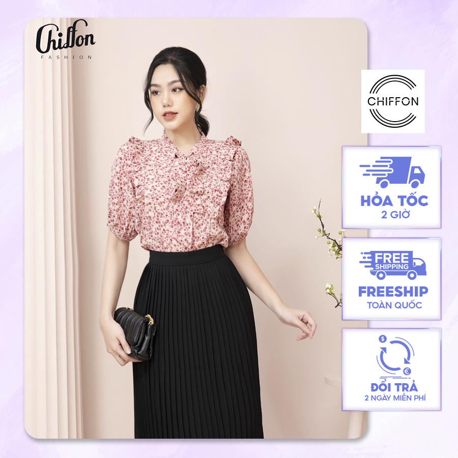 Chân váy dập ly dáng dài công sở basic Chiffon