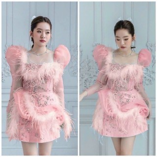 ĐẦM TAY PHỒNG LÔNG VŨ ĐÍNH ĐÁ